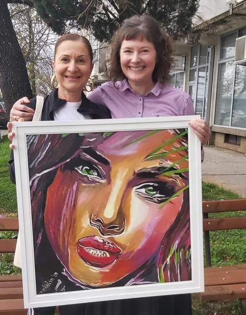 Sa Vesnom Babić prilikom donacije njene umjetničke slike